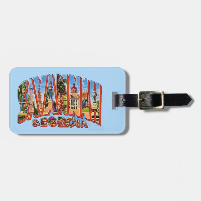 Savannah Georgia Vintage Postcard Luggage Tag (Front Horizontal)