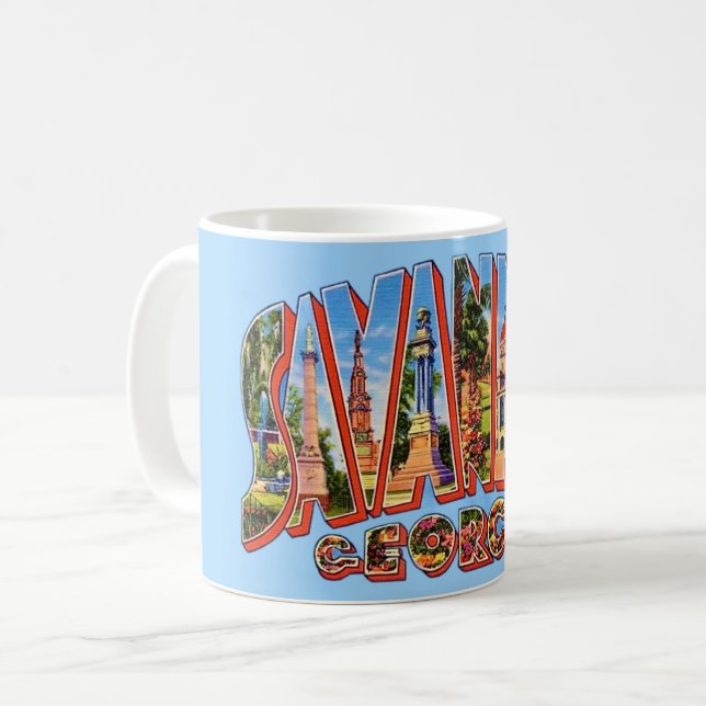 Savannah Georgia Vintage Postcard Mug (Front Left)
