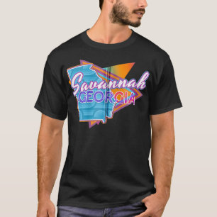 Savannah Georgia Vintage Retro Throwback Zip  T-Shirt