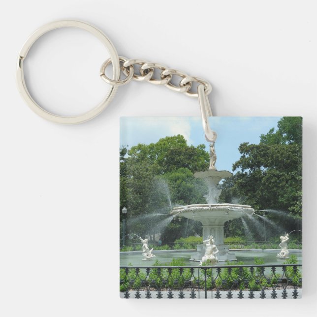Savannah Georgia's Forsyth Park Fountain Keychain (Front)
