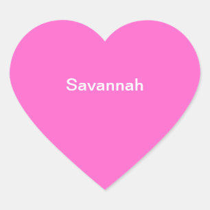 Savannah Kids Name Sticker Personalized Pink White