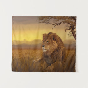 Savannah lion tapestry