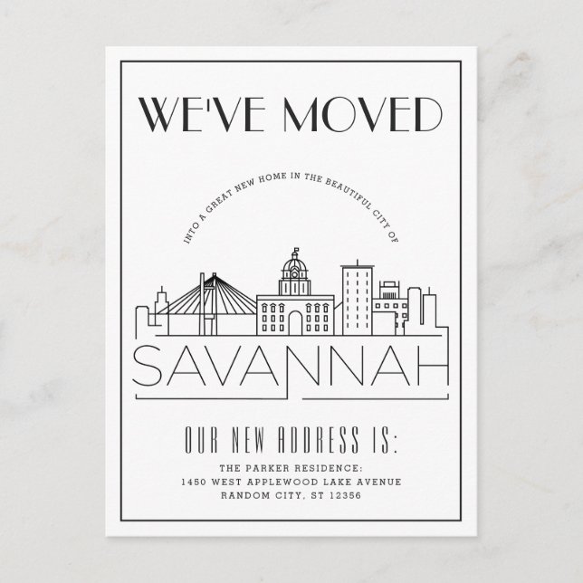 Savannah Modern Deco | Change of Address Announcement Postcard (Front)