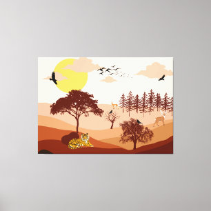 Savannah Nature Landscape Sunset Art Canvas Print