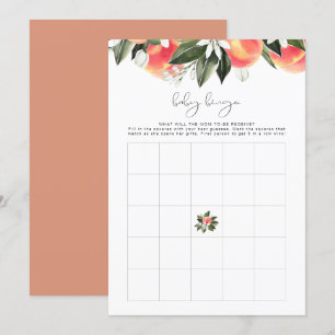 SAVANNAH Peach Baby Shower Bingo Game  Invitation