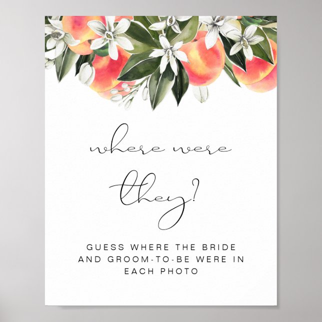 SAVANNAH Peach Guess Where Were They Bridal Shower Poster (Front)