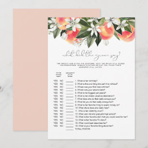SAVANNAH Peach What Did The Groom Say Bridal Game  Invitation