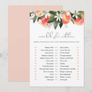 SAVANNAH Peach Would She Rather Bridal Game Invitation