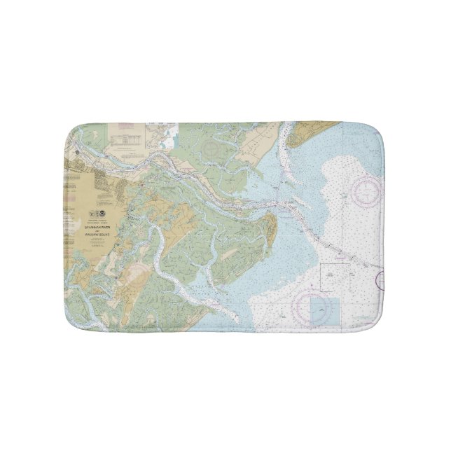 Savannah River and Wassaw Sound Nautical Chart Bath Mat (Front)