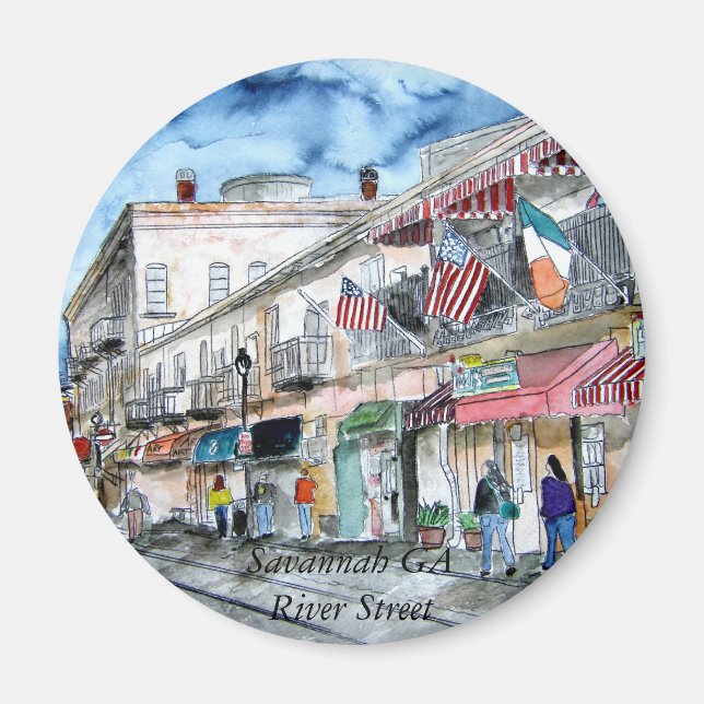 savannah_river_street_painting, Savannah GA Riv... Magnet (Front)