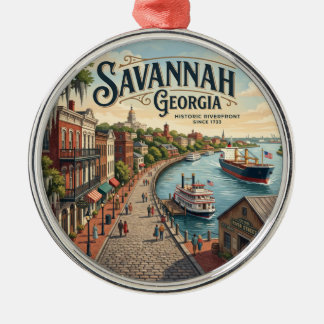 Savannah Riverfront Georgia Metal Ornament