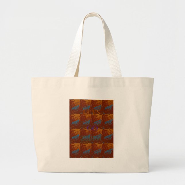 Savannah  Safari  Lets Go Zebra  Hakuna Matata mot Large Tote Bag (Front)