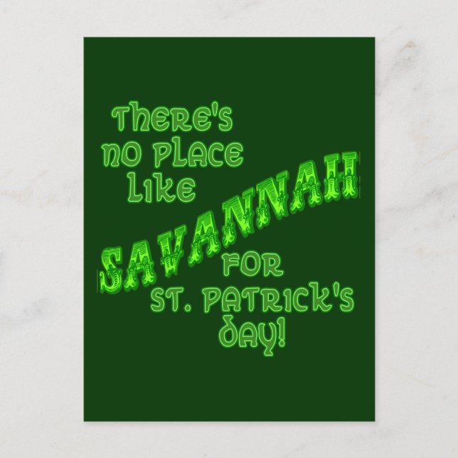 SAVANNAH St Patricks Day Postcard (Front)