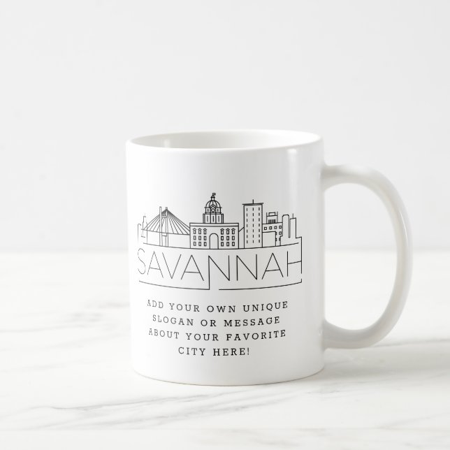 Savannah Stylized Skyline | Custom Slogan Coffee Mug (Right)