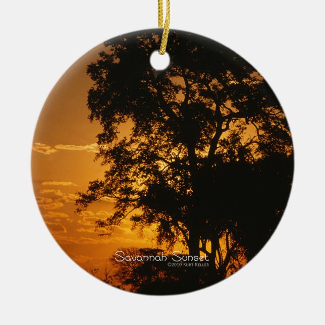 Savannah Sunset Ceramic Ornament (Front)