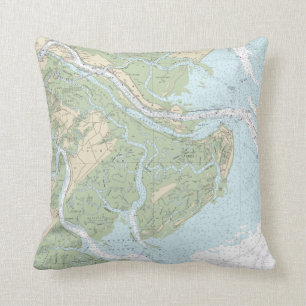Savannah-Tybee Island Nautical Chart Pillow