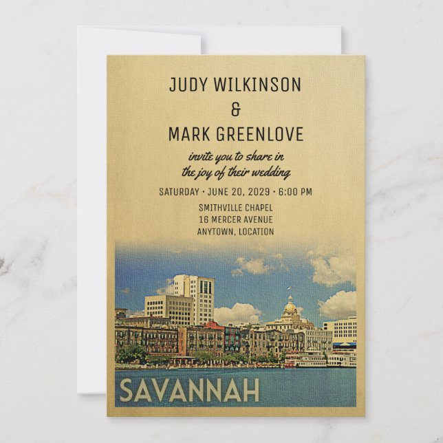 Savannah Wedding Invitation Georgia (Front)