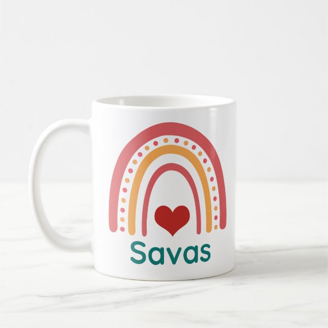 Savas Vintage Boho Rainbow Coffee Mug (Left)