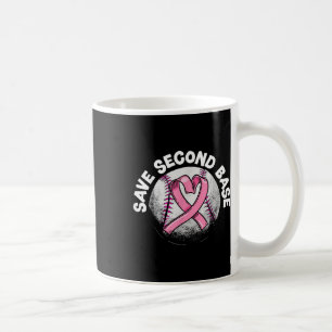 Save 2nd Base Baseball Player Breast Cancer Awaren Coffee Mug