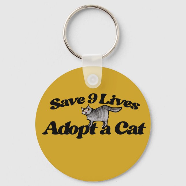 Save 9 Lives Adopt a Cat Keychain (Front)