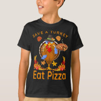 Save a Funny Turkey Pilgrim Eat Pizza Adult Vegan