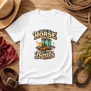Save a Horse, Buy the Boots Western Humour  T-Shirt