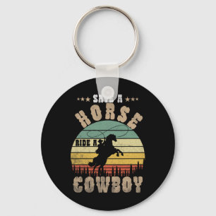 Save A Horse Ride A Cowboy Funny Horse Riding Men' Keychain