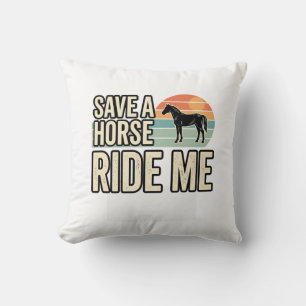 Save a Horse Ride Me Vintage Western Shirt Design_ Throw Pillow