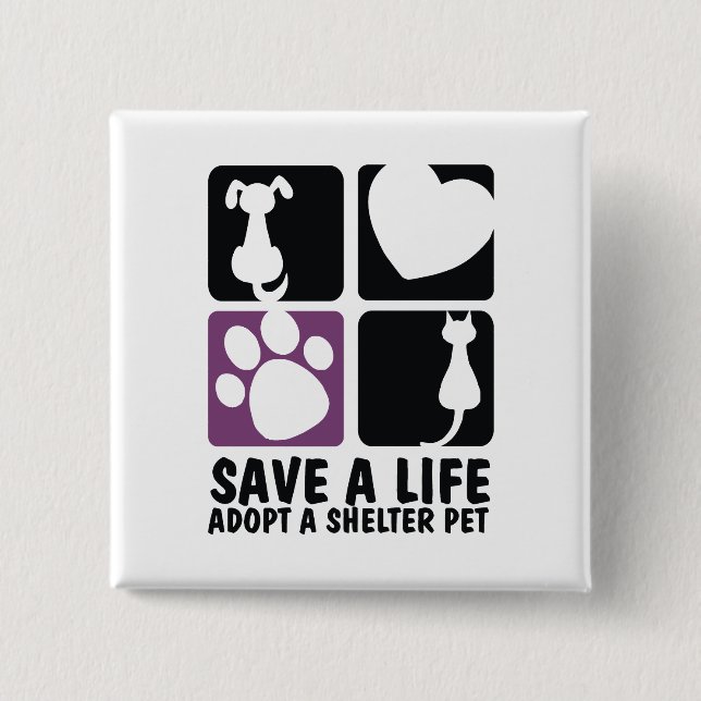Save A Life 2 Inch Square Button (Front)