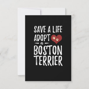 Save a Life Adopt a Boston Terrier for Rescue Dog RSVP Card