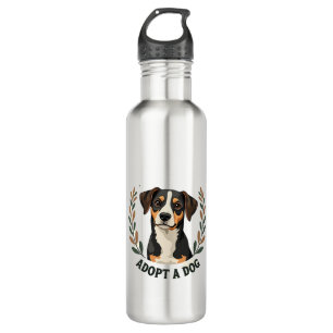 Save A Life Adopt a Dog Vintage Rescue Dog Illustr 710 Ml Water Bottle