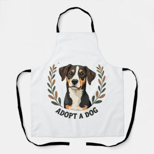 Save A Life Adopt a Dog Vintage Rescue Dog Illustr Apron