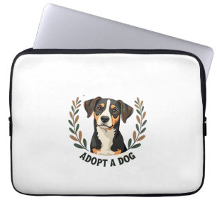 Save A Life Adopt a Dog Vintage Rescue Dog Illustr Laptop Sleeve