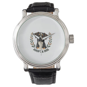 Save A Life Adopt a Dog Vintage Rescue Dog Illustr Watch