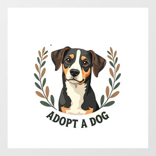 Save A Life Adopt a Dog Vintage Rescue Dog Illustr Window Cling