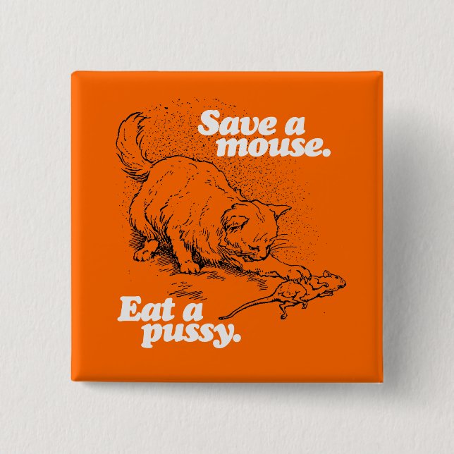 SAVE A MOUSE - WHITE - (2).png 2 Inch Square Button (Front)
