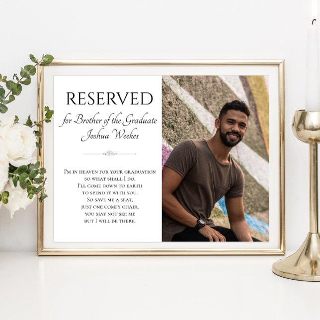 Save A Seat Brother of Graduate Photo Memorial Poster (Creator Uploaded)