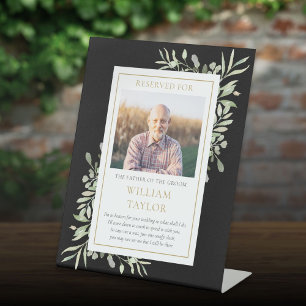 Save A Seat Father Of Groom Photo Greenery Wedding Pedestal Sign