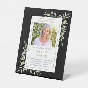 Save A Seat Mother Of Bride Photo Greenery Wedding Pedestal Sign