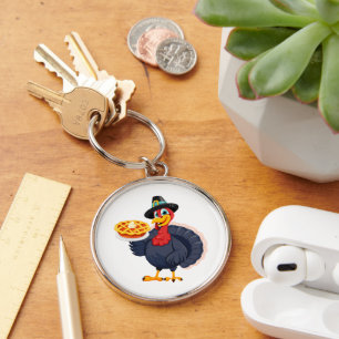 Save A Turkey Eat Pie Funny Happy Thanksgiving Keychain