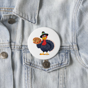 Save A Turkey Eat Pizza Funny Happy Thanksgiving 3 Inch Round Button