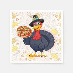 Save A Turkey Eat Pizza Funny Happy Thanksgiving Napkin