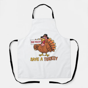 Save A Turkey Eat Pizza Funny Thanksgiving Oversiz Apron
