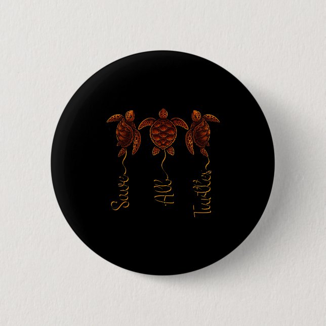Save All Turtles Sea Turtle Illustration 2 Inch Round Button (Front)