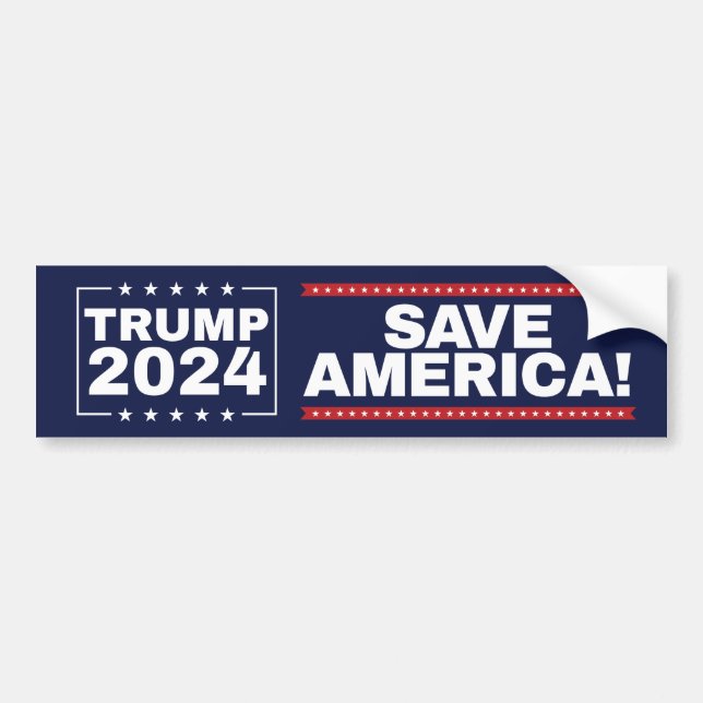 Save America! Trump 2024 Bumper Sticker (Front)