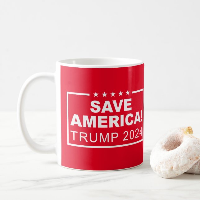 Save America Trump 2024 Coffee Mug (With Donut)