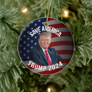 Save America Trump 2024 President Donald J. Trump Ceramic Ornament