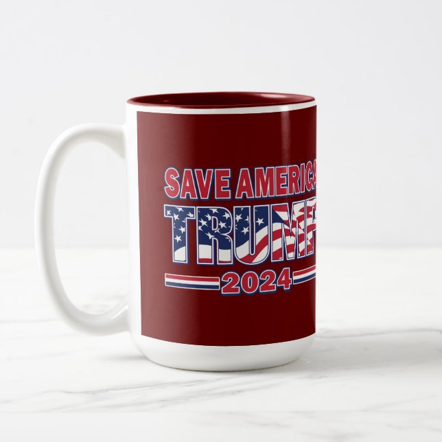 Save America Trump 2024 Two-Tone Coffee Mug (Left)