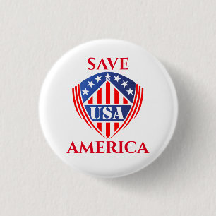 Save America USA Flag Crest 2024 Election   1 Inch Round Button