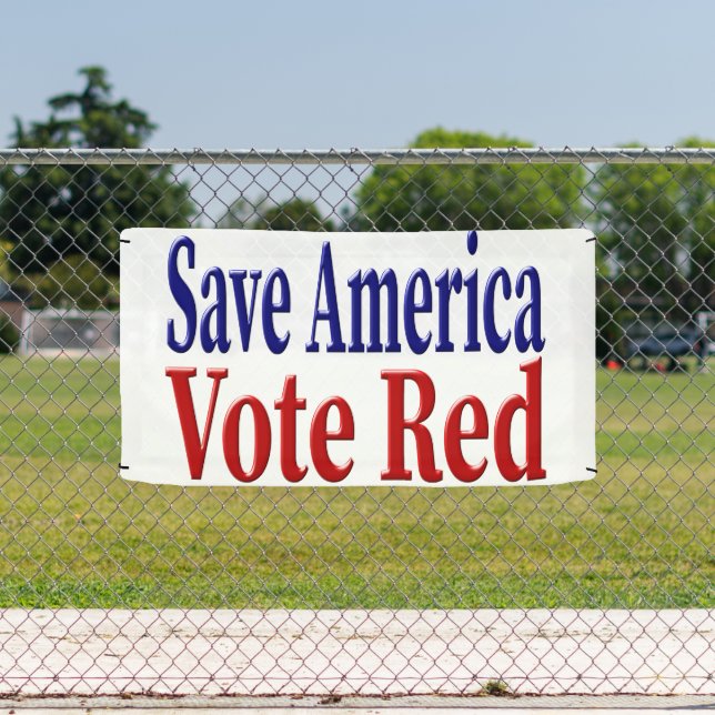 Save America Vote Red with red blue text Banner (Insitu)